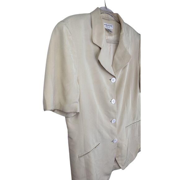 Preston & York Blazer Womens 14 Butter Yellow Silk Short Sleeve Button Up Jacket - Picture 2 of 11